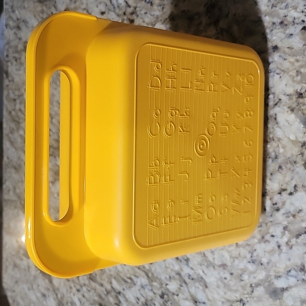 Vintage Tupperware Yellow Alphabet School Lunch Box Container Rare HTF Collector